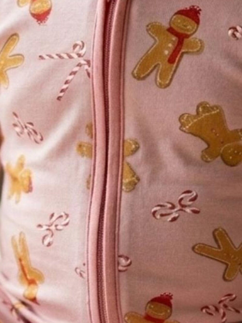 Toast + Jams Bamboo Zippy 3–6M | Pink Gingerbread Double Zipper Romper - Picture 4 of 5